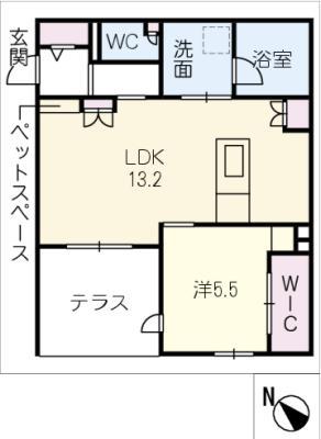LARGO UNOMORI(1LDK/1階)の間取り写真