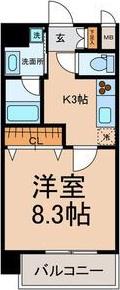 ラ ベル ヴィー(1K/3階)の間取り写真