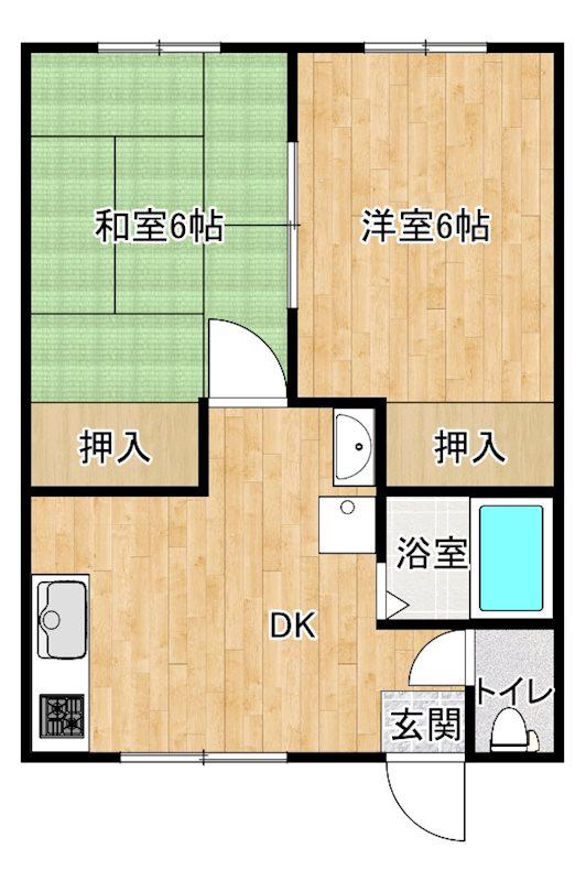 SAZANKA1(2DK/1階)の間取り写真