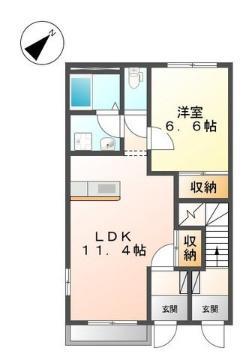 メルヴェール(1LDK/1階)の間取り写真