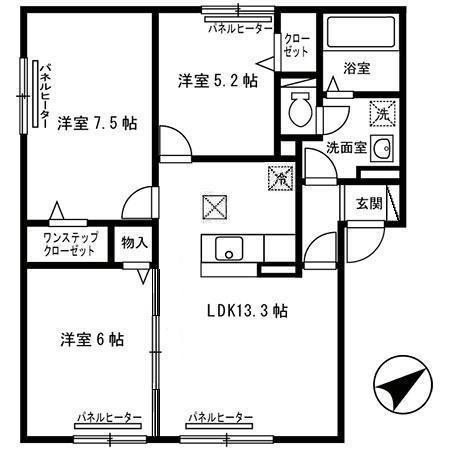 ルナメゾン I(3LDK/1階)の間取り写真