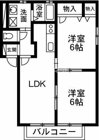 ウィルD(2LDK/1階)の間取り写真