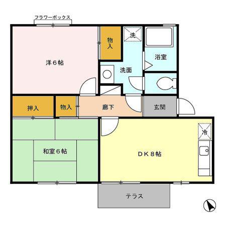 セントラル野口 D(2DK/1階)の間取り写真