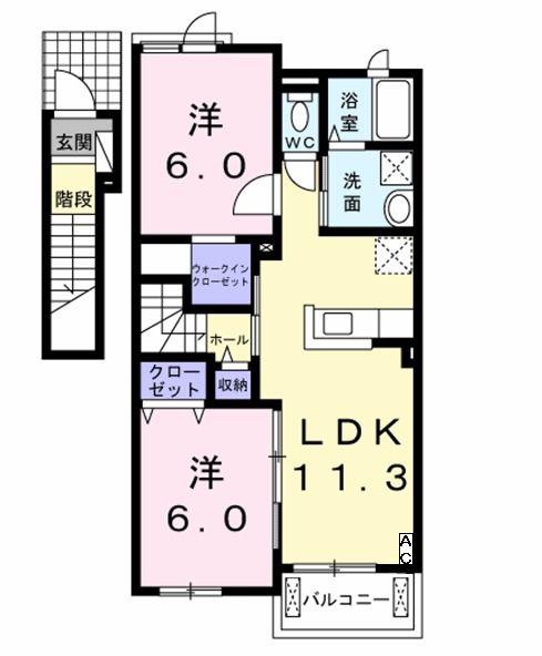 サニープレイスI(2LDK/2階)の間取り写真