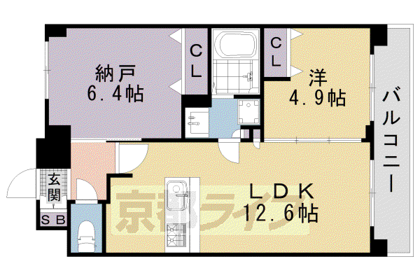 クリスタルグランツ京都西大路(2LDK/2階)の間取り写真