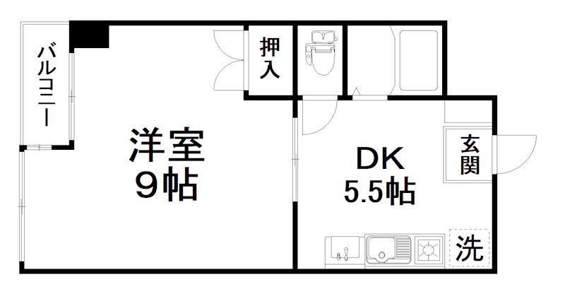 グランドール梅津(1DK/4階)の間取り写真