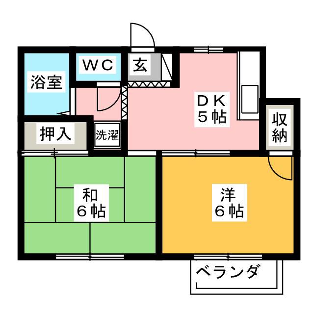 メゾンロイヤル(2DK/2階)の間取り写真