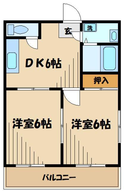 ハイツ綾瀬(2DK/3階)の間取り写真