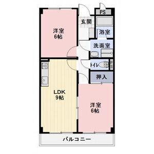 LIMPIAグランドパーク早川(2LDK/2階)の間取り写真