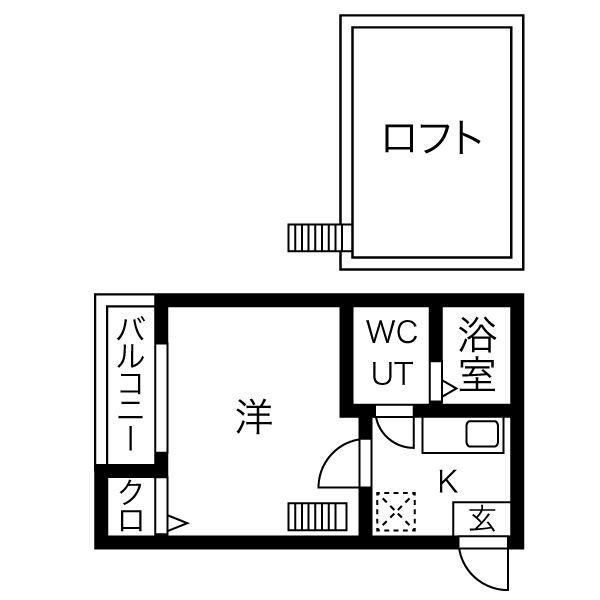エスポワール六番町(1K/1階)の間取り写真