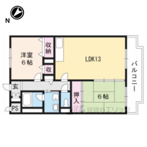 グリーン茨木(2LDK/2階)の間取り写真