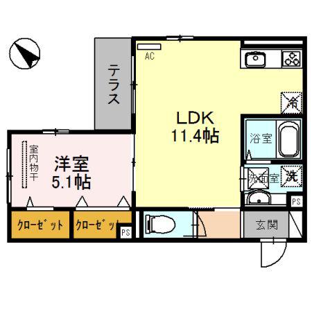 NORTECASA(1LDK/3階)の間取り写真