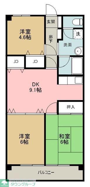 清水山第2パークハイツ(3DK/5階)の間取り写真