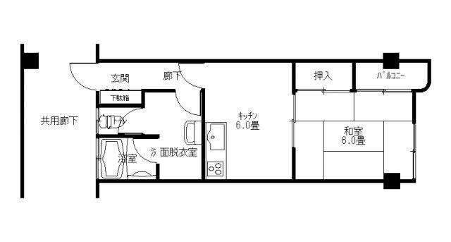由宇建材ビル(1DK/4階)の間取り写真