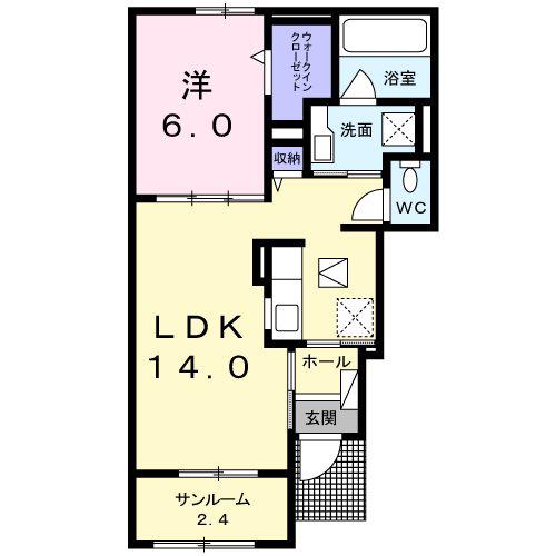 ヴィラ エクセレント(1LDK/1階)の間取り写真