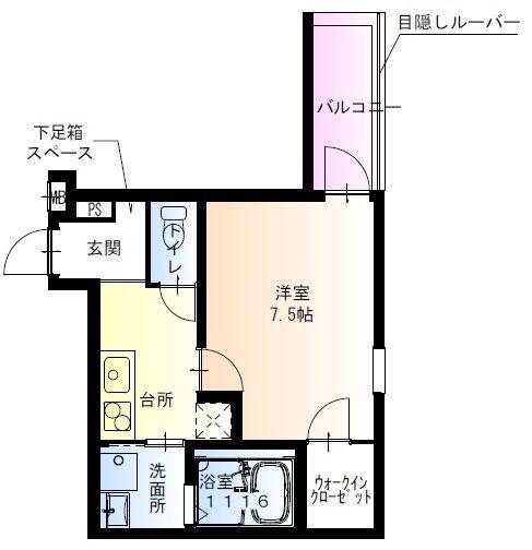 フジパレス豊里中央公園II番館(1K/3階)の間取り写真