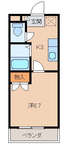 カサミア八幡(1K/1階)の間取り写真