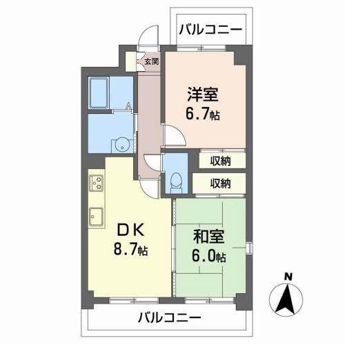 スクエアエムズ(2DK/2階)の間取り写真