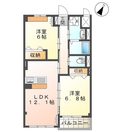 サンパレス田中(2LDK/2階)の間取り写真