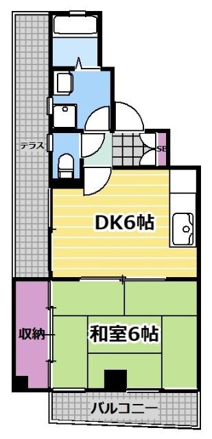 カニエビル2(1DK/5階)の間取り写真