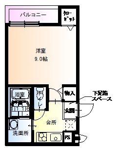 フジパレス駒川中野II番館(1K/1階)の間取り写真