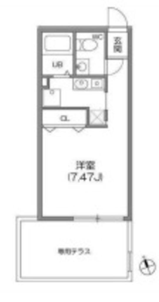 ゼスティ神楽坂I(ワンルーム/1階)の間取り写真