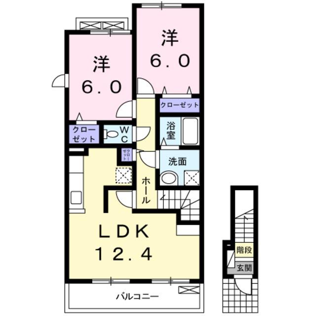 プリムラI(2LDK/2階)の間取り写真