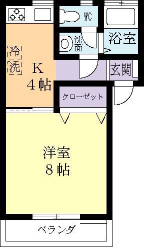 プリエールC(1K/1階)の間取り写真