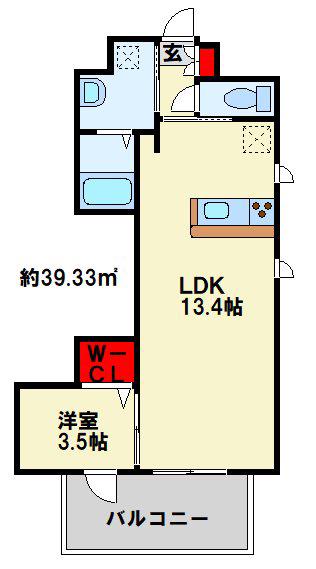行橋センタービル(1LDK/12階)の間取り写真