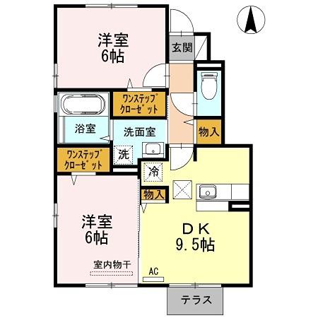 ヴィレッジロイヤル白鳥 A(2DK/1階)の間取り写真