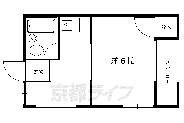東丸太町マンション(1K/4階)の間取り写真