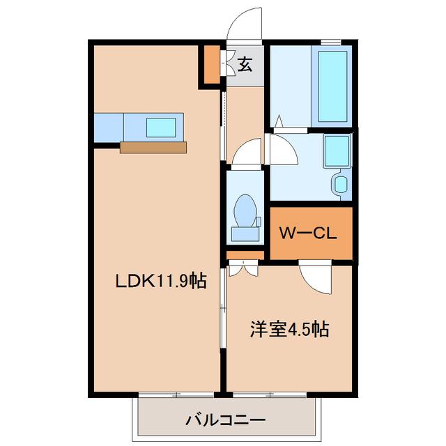 インフィニティ富沢壱番館(1LDK/1階)の間取り写真