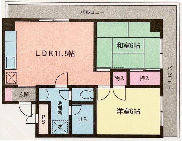 広地ハイツ(2LDK/2階)の間取り写真