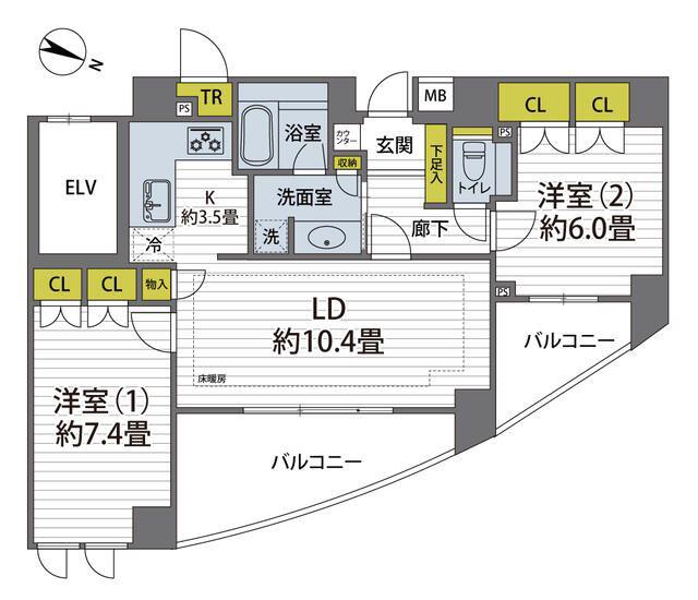 フォルム白金(2LDK/2階)の間取り写真