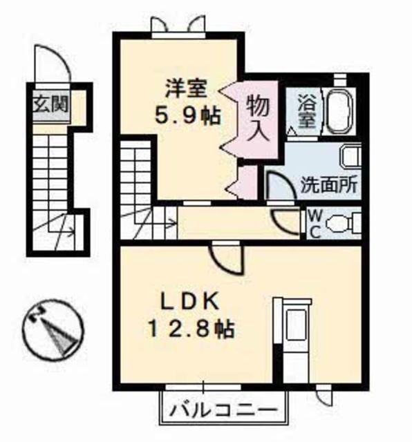シャーメゾンY(1LDK/2階)の間取り写真
