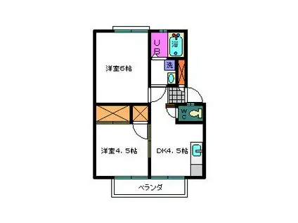 ラベンダーハイツ(2K/2階)の間取り写真