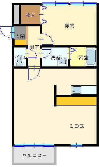 DECOアパートメント(1LDK/2階)の間取り写真