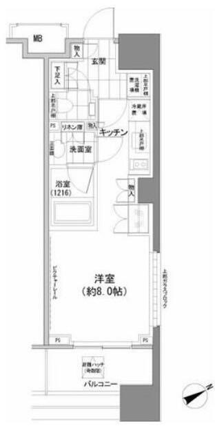 パークハビオ西新宿(ワンルーム/6階)の間取り写真