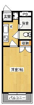 フローラ谷塚(1K/2階)の間取り写真