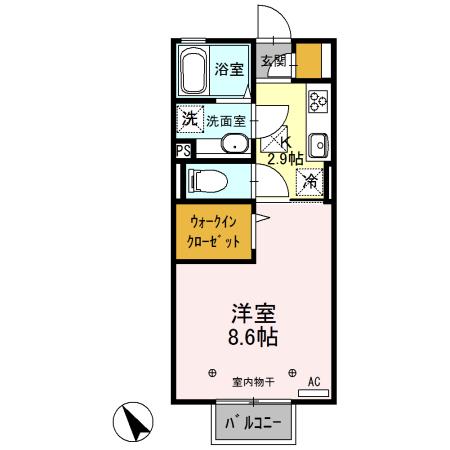 カーサ ルデルソ(1K/1階)の間取り写真