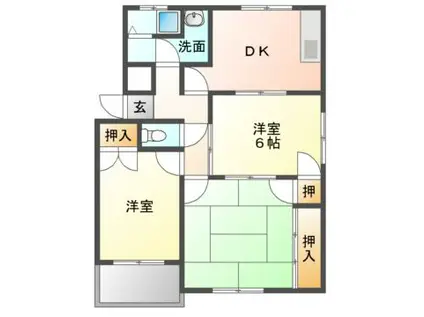 藤ヴァレイ(3DK/2階)の間取り写真