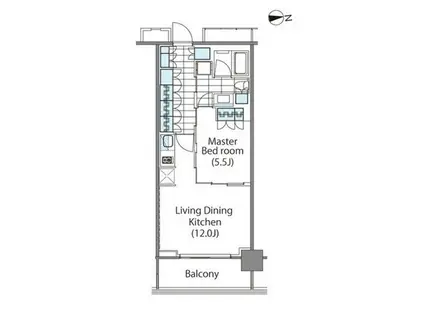 コンフォリア新宿イーストサイドタワー(1LDK/19階)の間取り写真