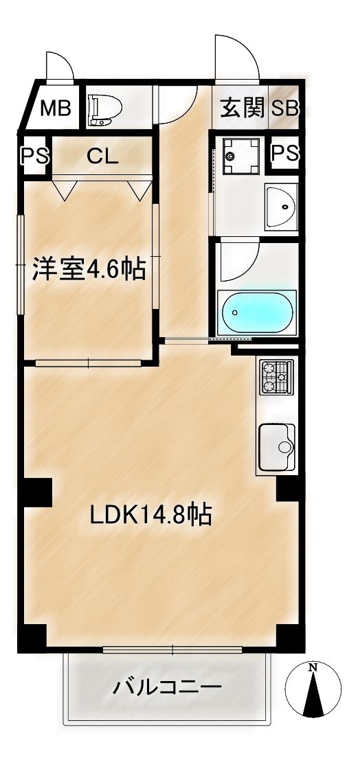 塚本ビレッジ(1LDK/2階)の間取り写真