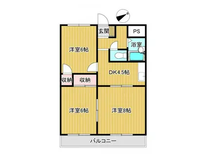 ガーデンヒルズ(3DK/1階)の間取り写真