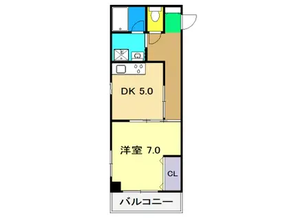 クローバー南川添(1DK/3階)の間取り写真