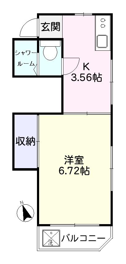 ハイツ海沼(1K/2階)の間取り写真