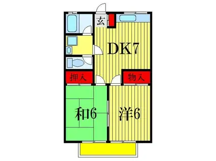 ラベンダーハイム(2DK/2階)の間取り写真