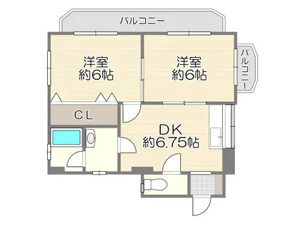 翠香園コーポ百合2(2DK/2階)の間取り写真