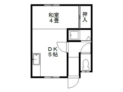 浅野ハイツ第一(1DK/1階)の間取り写真