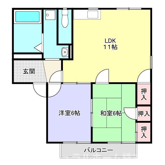 フレグランス フォレ B棟(2LDK/1階)の間取り写真